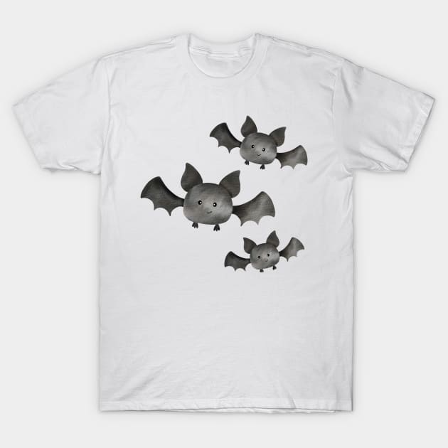 Halloween Cute Bats T-Shirt by MutchiDesign